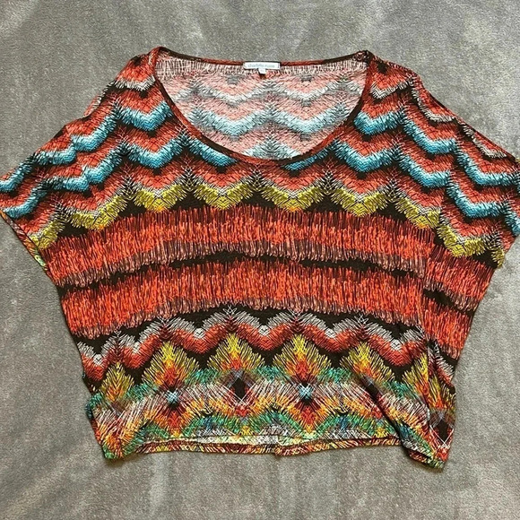 Charlotte Russe Tribal Print Blouse | Colorful Blouse | Rainbow | Tribal Print - Picture 1 of 8